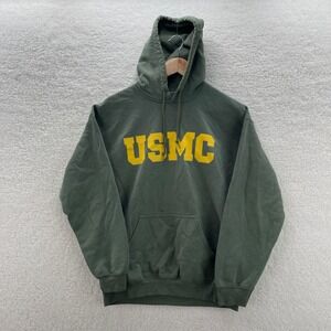 USMC Hoodie Mens Medium Green Marines Pullover Military Workwear Outdoor Sweater